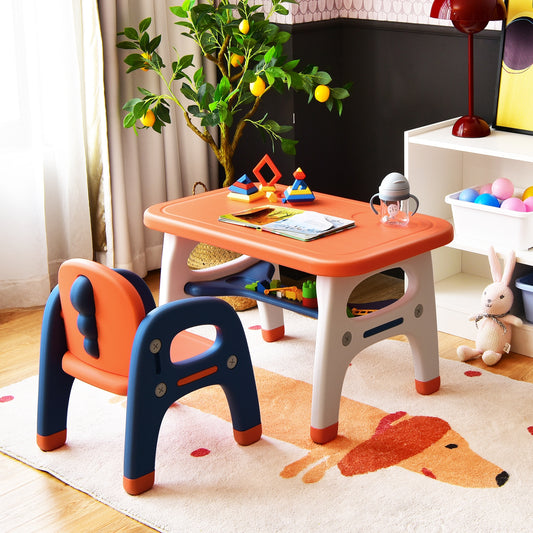 Kids Activity Table and Chair Set with Montessori Toys for Preschool and Kindergarten, Orange Kids Table & Chair Sets Orange at Gallery Canada