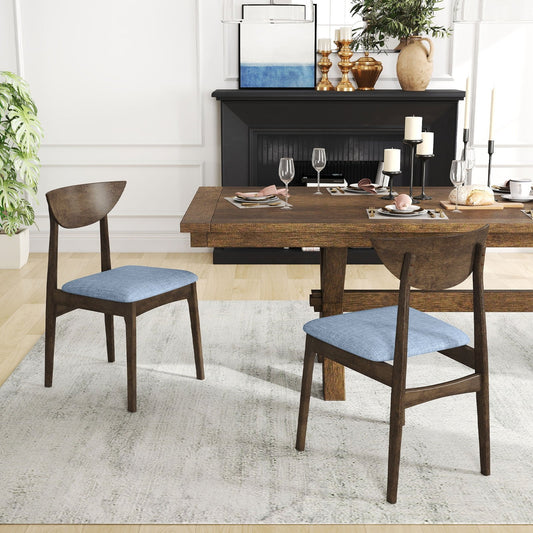 Wooden Dining Chair Set of 2 with Rubber Wood Leg, Brown Dining Chairs Brown at Gallery Canada