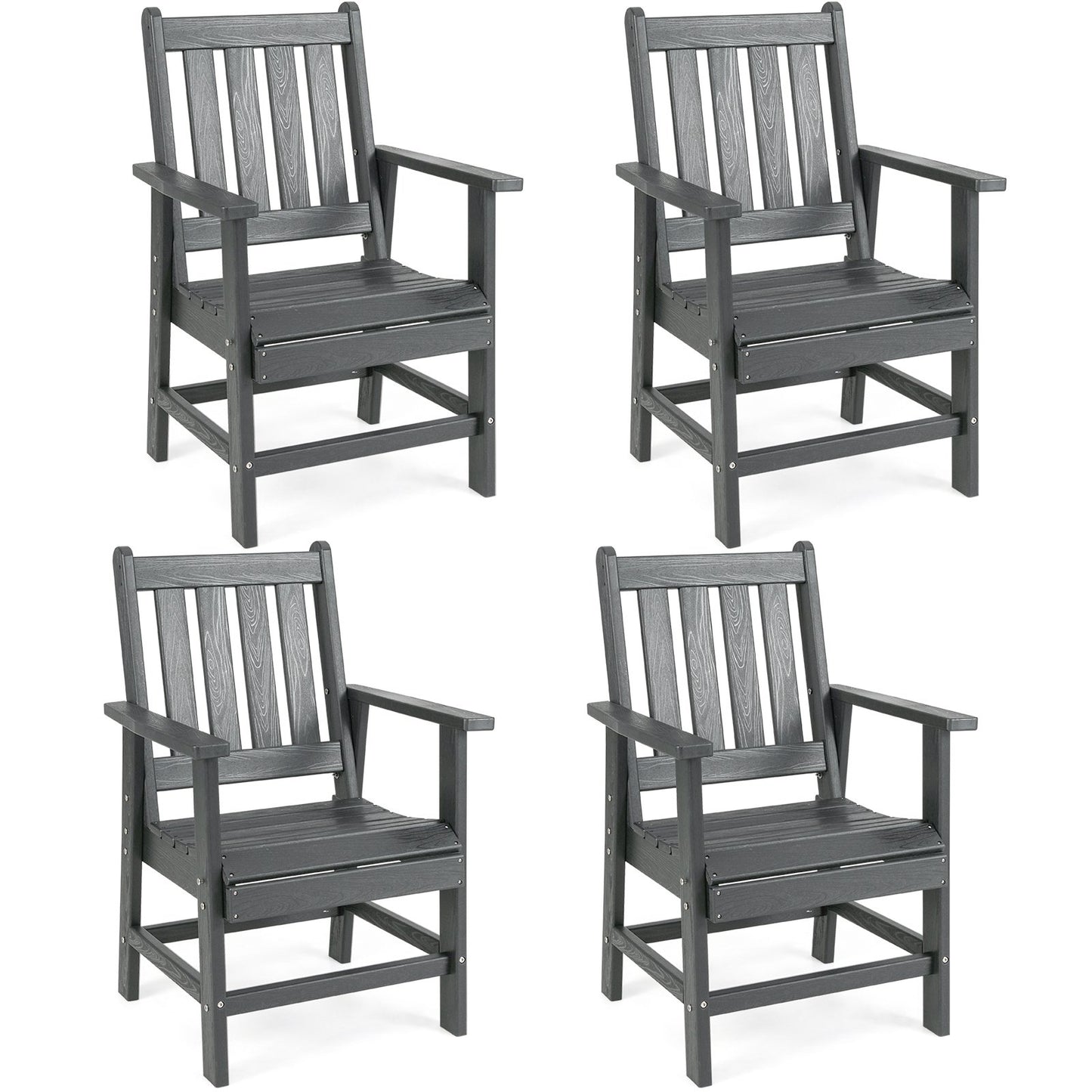 Set of 4 Patio Dining Chairs with Wide Armrests, Gray Patio Dining Chairs Gray at Gallery Canada