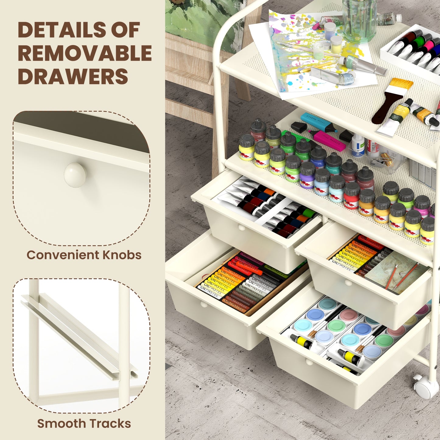 4 Drawer Rolling Storage Cart, White File Cabinets at Gallery Canada