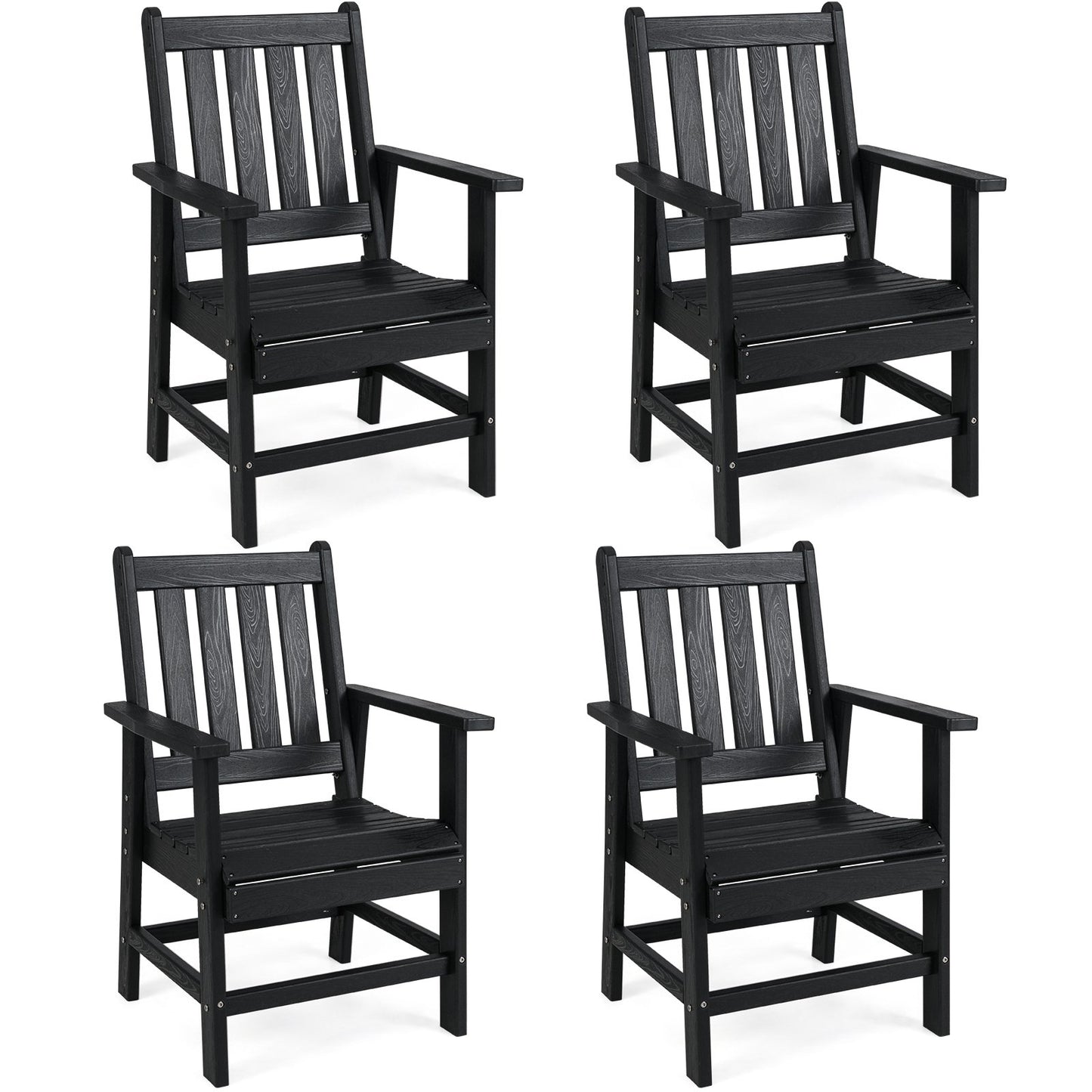 Set of 4 Patio Dining Chairs with Wide Armrests, Black Patio Dining Chairs Black at Gallery Canada