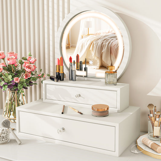 LED Lighted Vanity Mirror for Bedroom Tabletop, White Makeup Vanities White at Gallery Canada