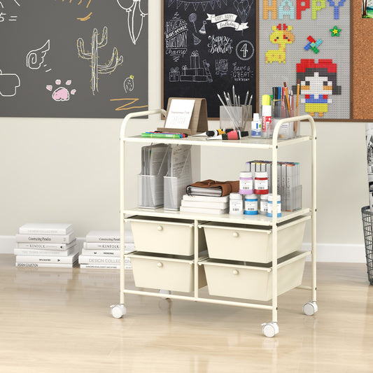 12-Drawer Rolling Storage Cart, Removable Drawers, Lockable Wheels, Beige File Cabinets Beige at Gallery Canada