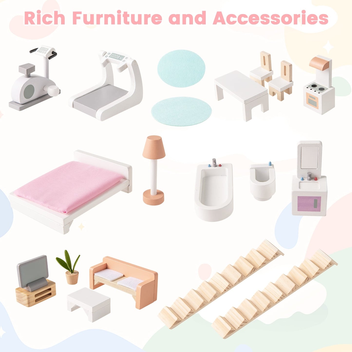 Kids Wooden Dollhouse, 3 Level, Pink Play Tents & Playhouse at Gallery Canada