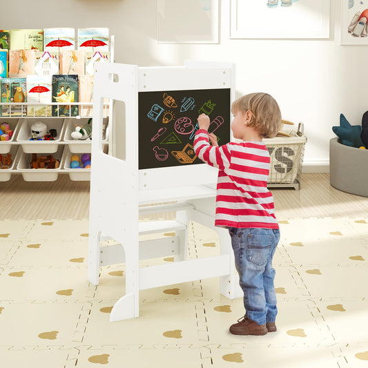 Toddler Kitchen Step Stool, Adjustable Height, White Toddler & Kids Furniture White at Gallery Canada