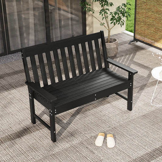 52 Inch All-Weather HDPE Outdoor Bench, Black Outdoor Benches Black at Gallery Canada