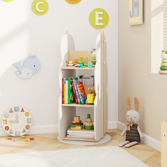 Kids Rotating Bookshelf Toy Storage Organizer, 5 Shelves, White Kids Storage White at Gallery Canada