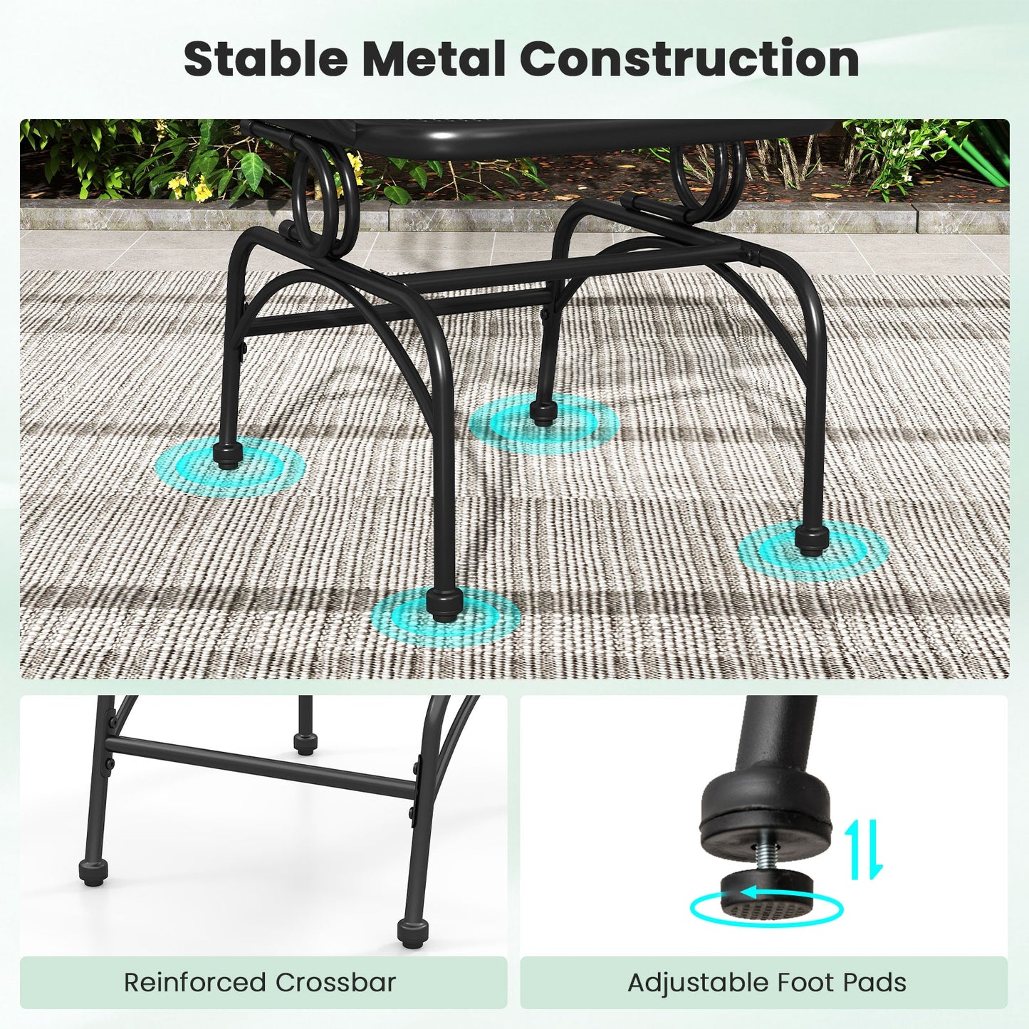 Outdoor Rocking Chair Set of 2 with Mesh Backrest and Seat for Yard, Black Patio Rocking Chairs & Gliders at Gallery Canada