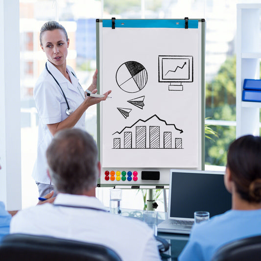 Height-Adjustable Mobile Whiteboard With Round Stand Paper Clips, Green Home Office Green at Gallery Canada