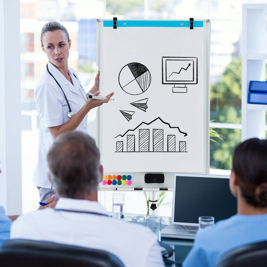 Height-Adjustable Mobile Whiteboard, Round Stand Paper Clips, White Home Office White at Gallery Canada