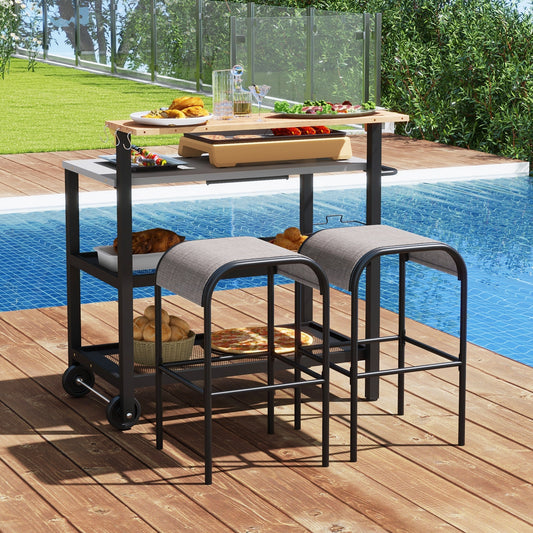 Rolling Bar Cart With Flip-Up Table, Hooks, Black Baker's Racks Black at Gallery Canada
