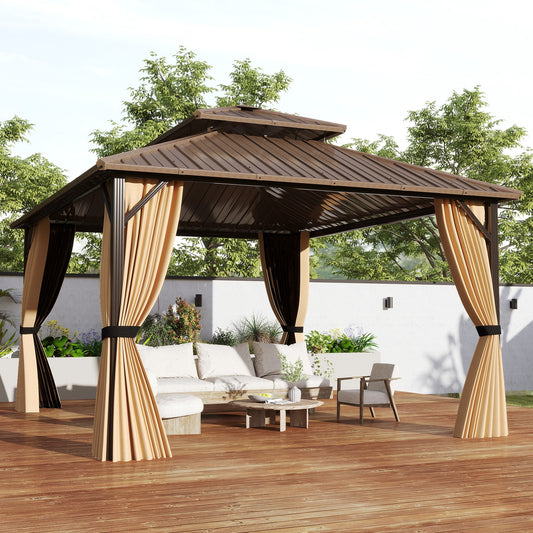 14 x 12 FT Hardtop Gazebo Outdoor Pergola for Patio Garden Deck Lawn Backyard Party Tent, Coffee Gazebos Coffee at Gallery Canada