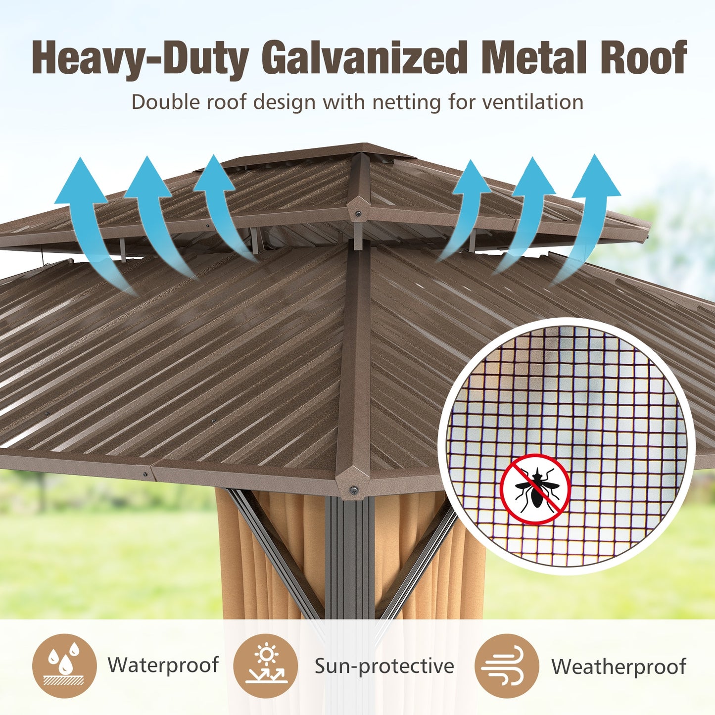14x12 FT Hardtop Gazebo, Outdoor Pergola For Patio Garden Gazebos at Gallery Canada