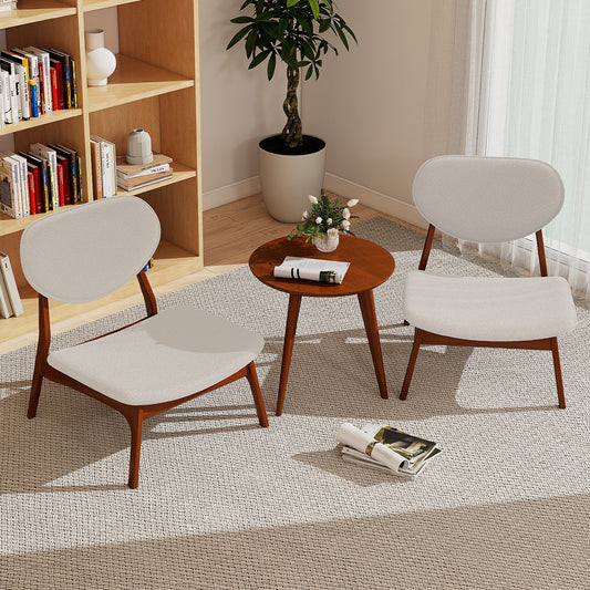 Accent Chairs Set Of 2 With Side Table, Solid Wood Frame, Beige Accent Chairs Beige at Gallery Canada