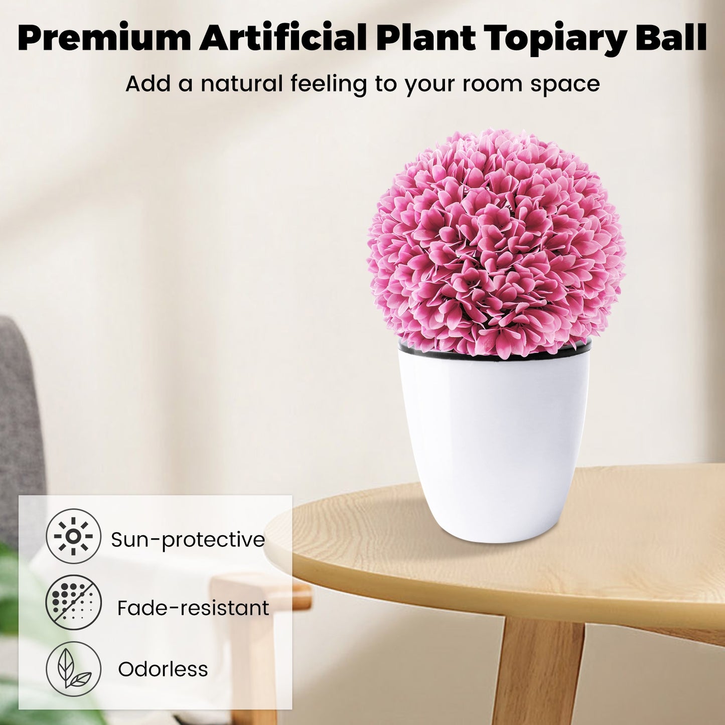 2 PCS Artificial Plant Topiary Balls Faux Boxwood Decorative Balls, Pink Faux Plants at Gallery Canada