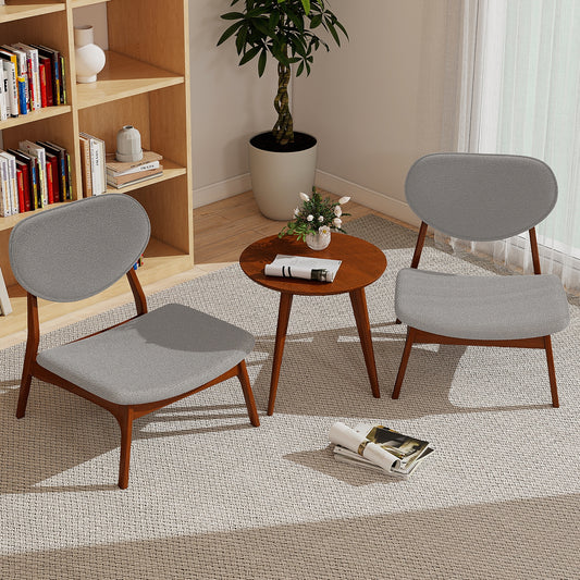 Accent Chairs Set of 2 with Side Table, Solid Wood Frame, Gray Accent Chairs Gray at Gallery Canada