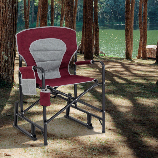 Outdoor Rocker Camping Chair with Dual Springs and Padded Back, Red Camping Furniture Red at Gallery Canada