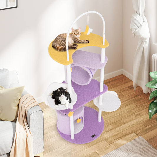 62 Inches Large Cat Tower, Metal Frame, Jumping Platforms, Purple Cat Trees Condos & Scratchers Purple at Gallery Canada