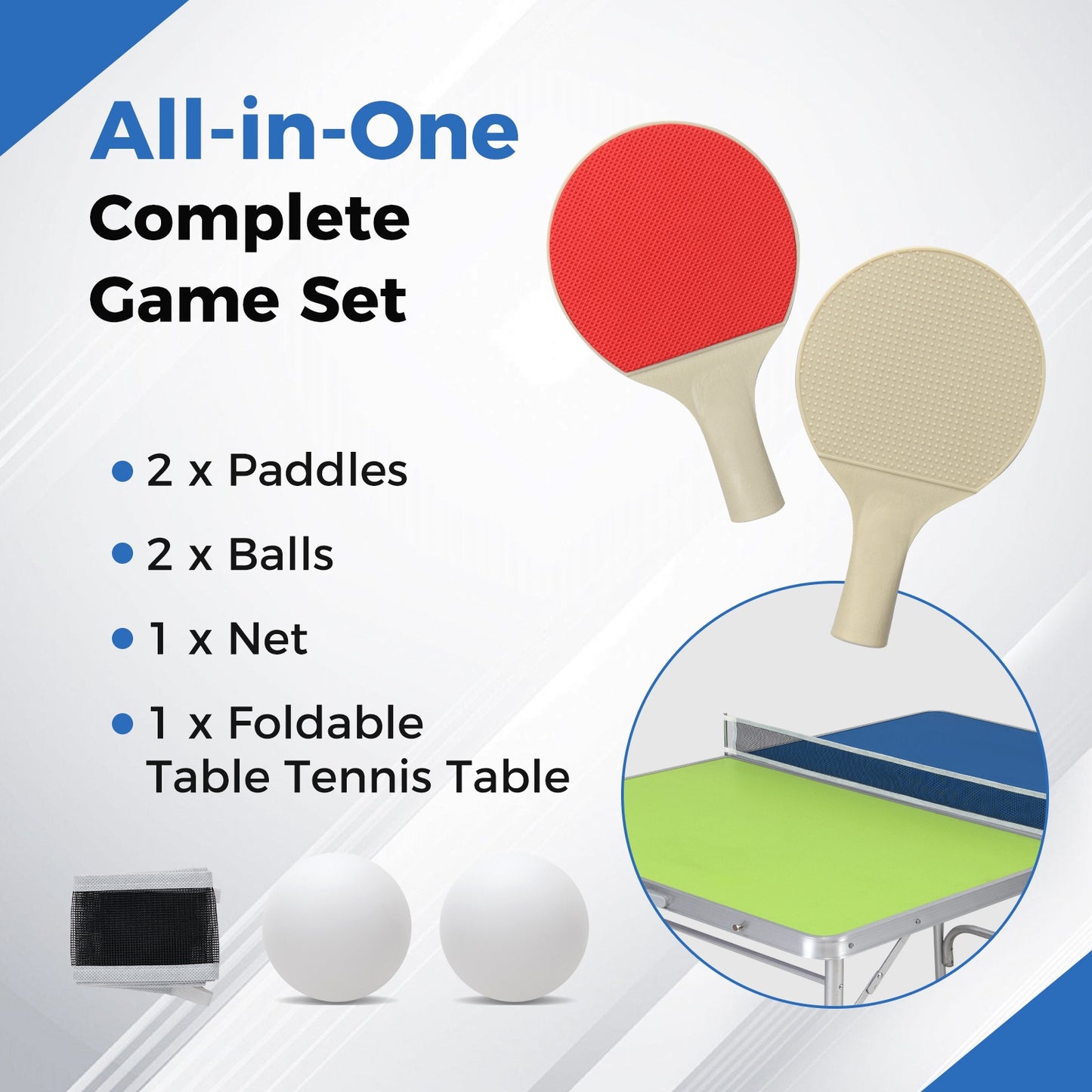 Foldable Ping Pong Table Game Set Mini Table Tennis Table with Adjustable Height, Blue & Green Sport Equipments at Gallery Canada