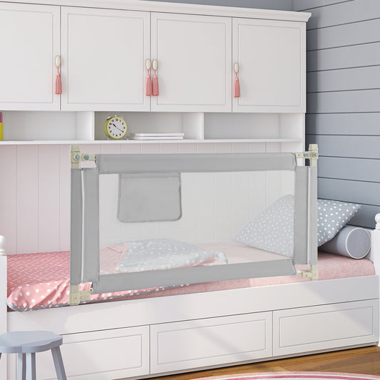 Toddler Bedrail with Side Pocket and 24 Adjustable Heights, Gray Bed Rails Gray at Gallery Canada