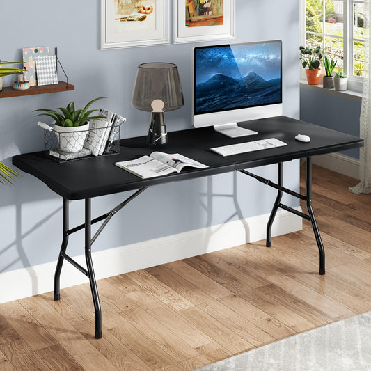 6 Ft Portable Folding Table, 350 LBS, Black Camping Furniture Black at Gallery Canada