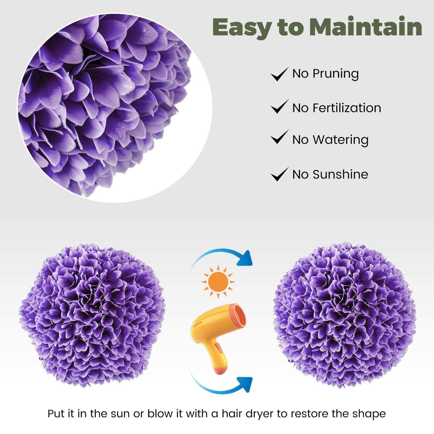 Artificial Plant Topiary Balls, Faux Boxwood, Purple Faux Plants at Gallery Canada
