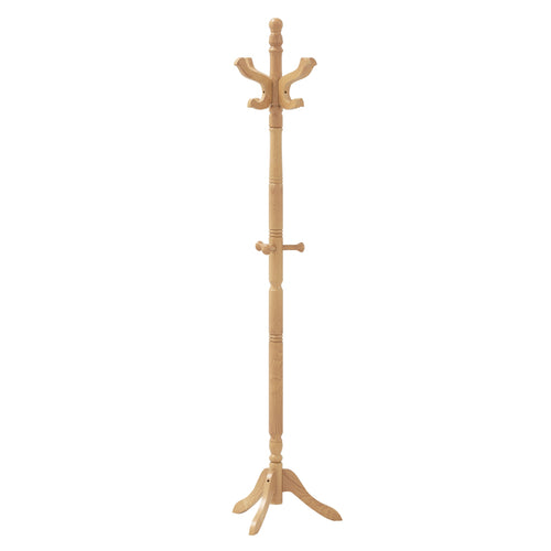 Solid Wood Hall Tree with 11 Hooks and 3 Height Options for Entryway, Natural