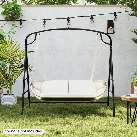 Outdoor Metal Swing Stand, 4 Support Bars, 2 Hanging Ways, Black Porch Swings Black at Gallery Canada