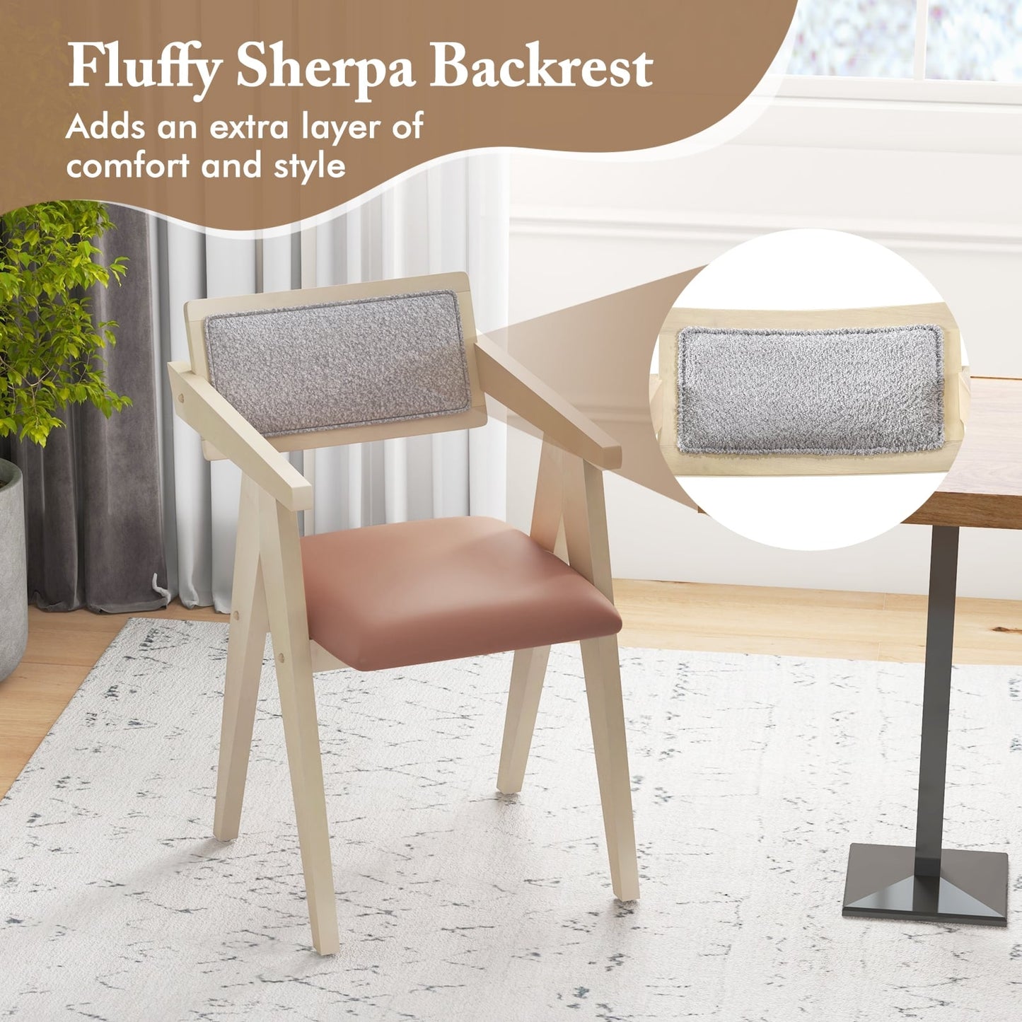 Mid Century Wooden Accent Chairs, Set Of 2, Beige Accent Chairs at Gallery Canada