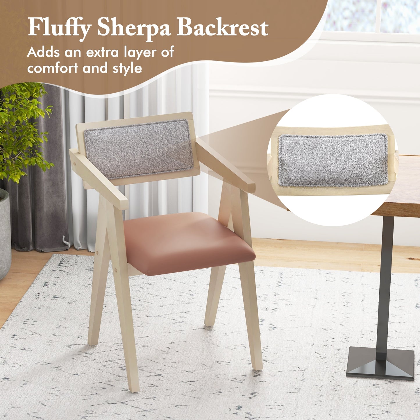 Mid Century Wooden Accent Chairs, Set Of 2, Beige Accent Chairs at Gallery Canada