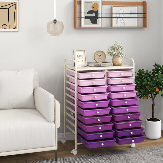 20 Drawers Rolling Storage Cart, Purple File Cabinets Purple at Gallery Canada