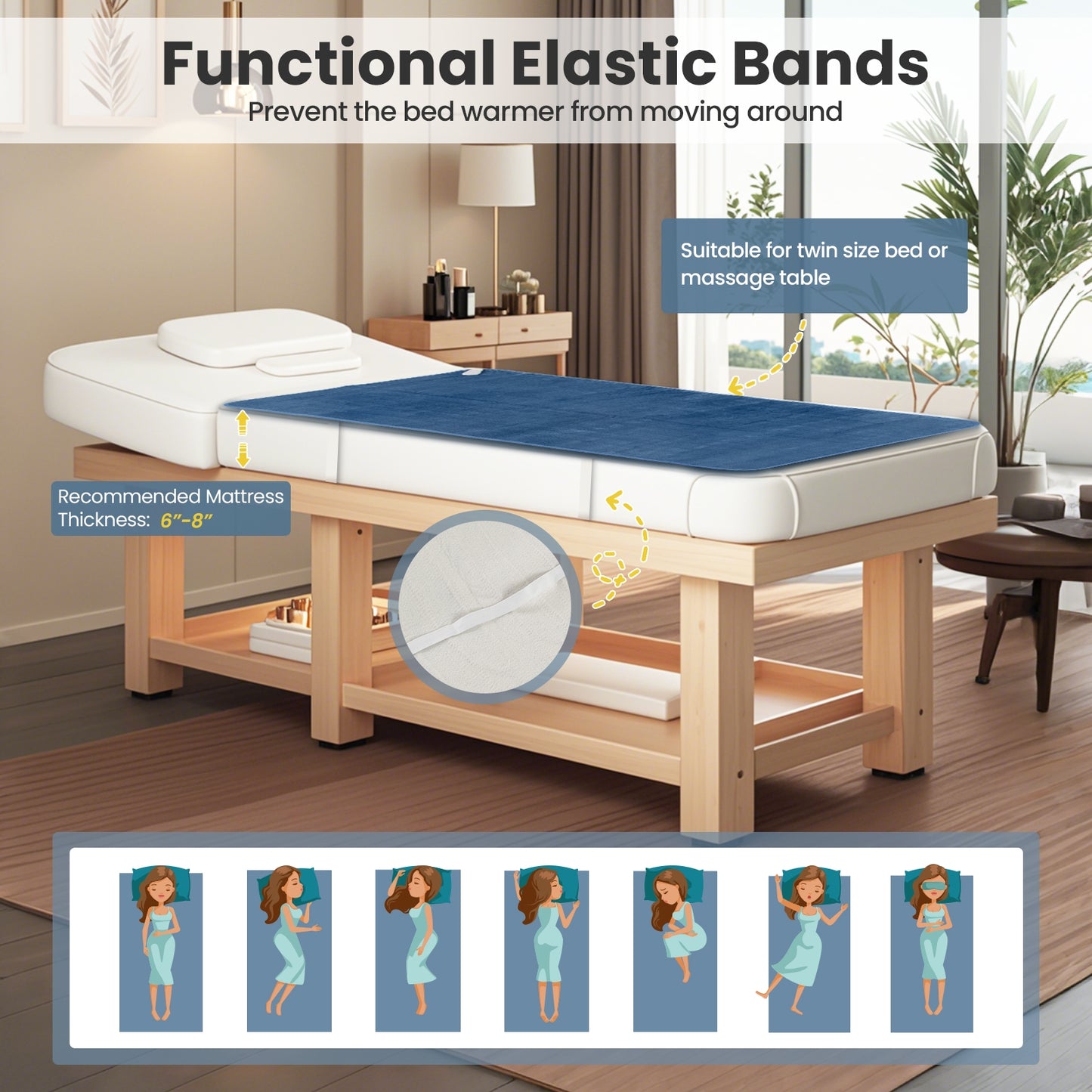 Electric Heated Mattress Pad, 5 Heating Levels, Overheat Protection, Blue Bedroom at Gallery Canada
