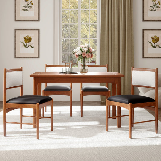 Wooden Dining Chair Set, Rubber Wood Frame, Faux Sherpa Backrest, Walnut Dining Chairs Walnut at Gallery Canada