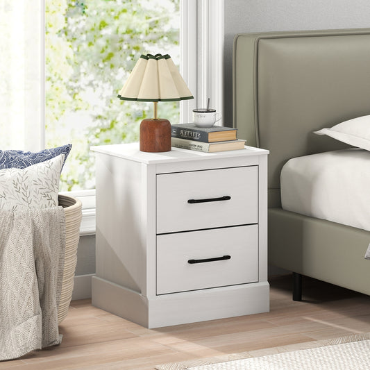 Wood Compact Floor Nightstand With Storage Drawers, White Nightstands White at Gallery Canada