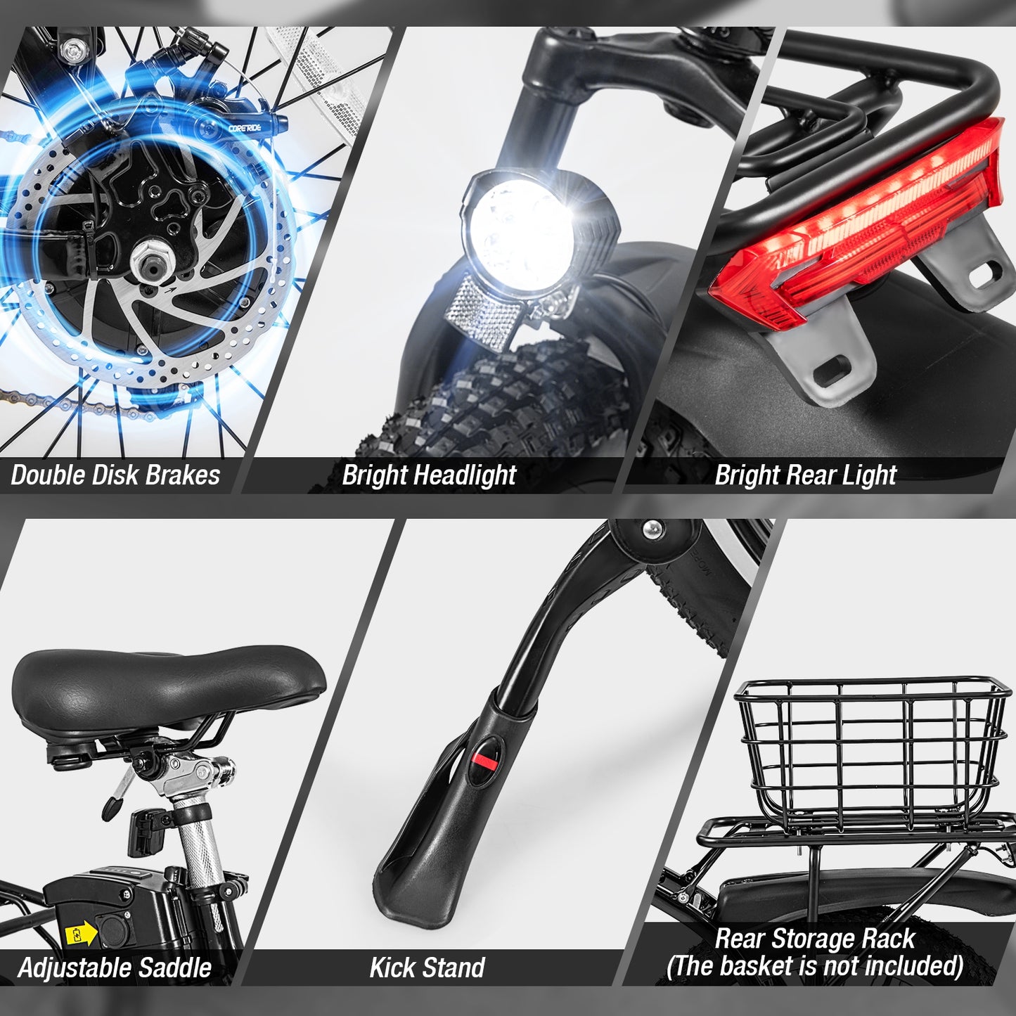 Folding Electric Bicycle, 20-Inch Fat Tires Snow E-Bike, Black Exercise Bikes at Gallery Canada
