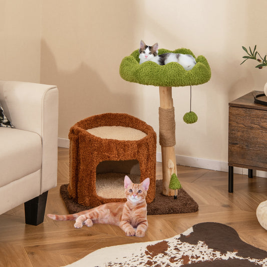 Multifunctional Cat Tree With Scratching Posts, Top Perch, Brown Cat Trees Condos & Scratchers Brown at Gallery Canada