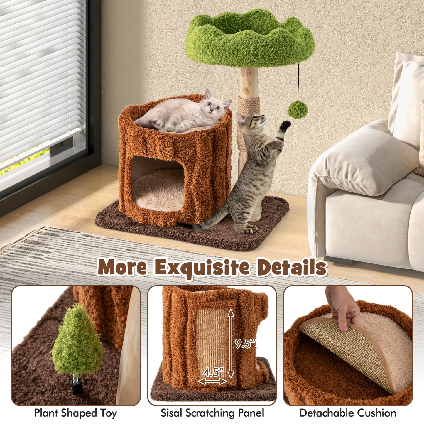 Multifunctional Cat Tree With Scratching Posts, Top Perch, Brown Cat Trees Condos & Scratchers at Gallery Canada