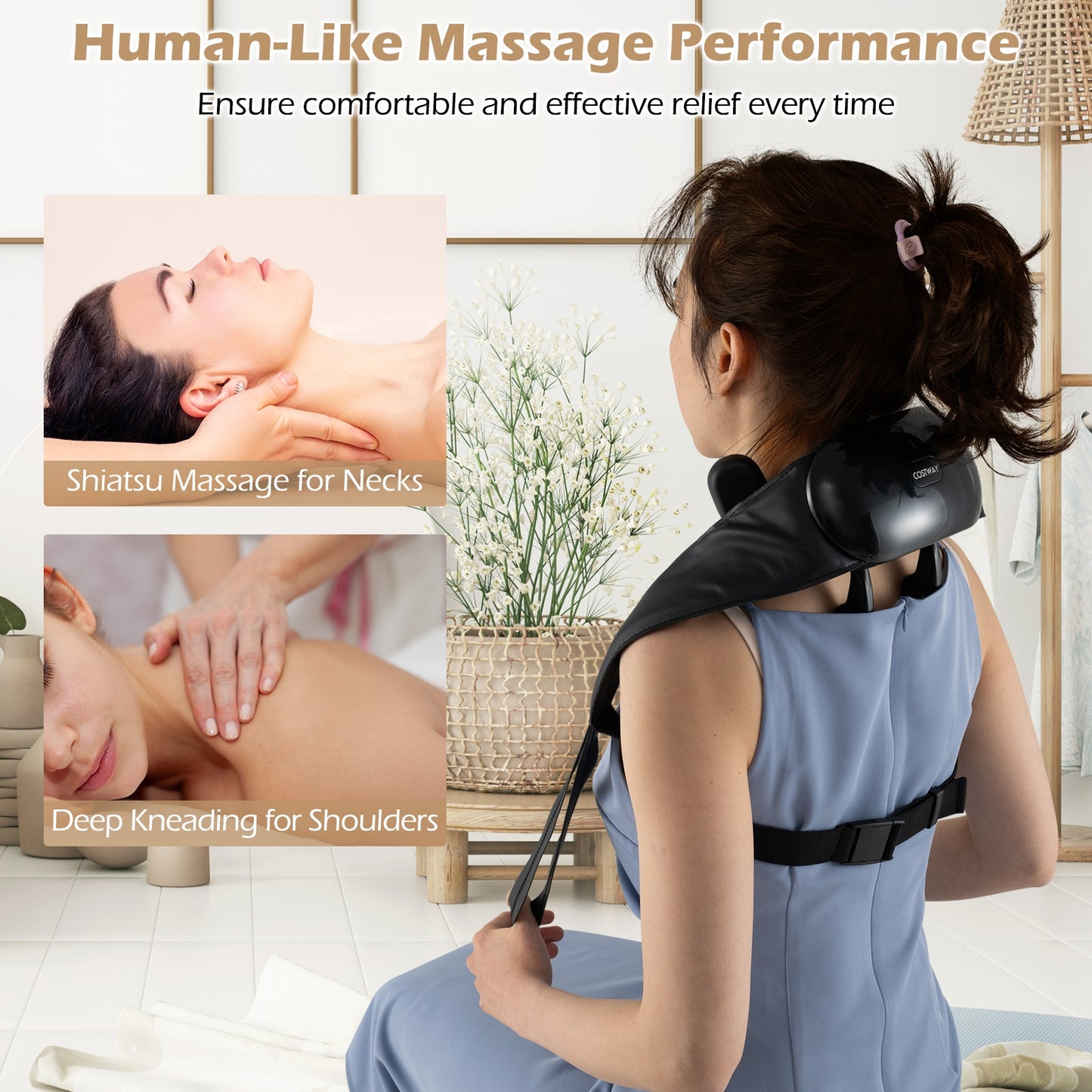 Neck Shoulder Massager, 2 Heat Levels, Pain Relief, Black Spa & Salon at Gallery Canada