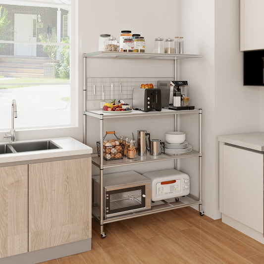 4-Tier Bakers Rack On Wheels, Adjustable Shelves, Silver Baker's Racks Silver at Gallery Canada