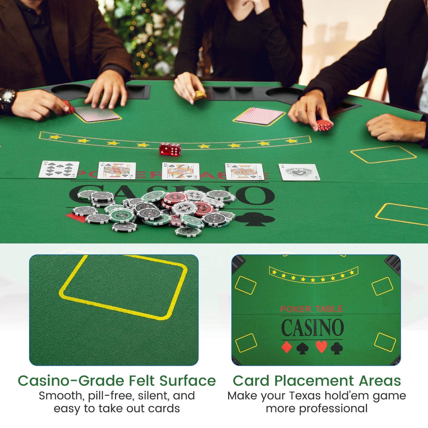 8-Player Foldable Poker Table Top, With Carrying Bag, Green Game Room at Gallery Canada