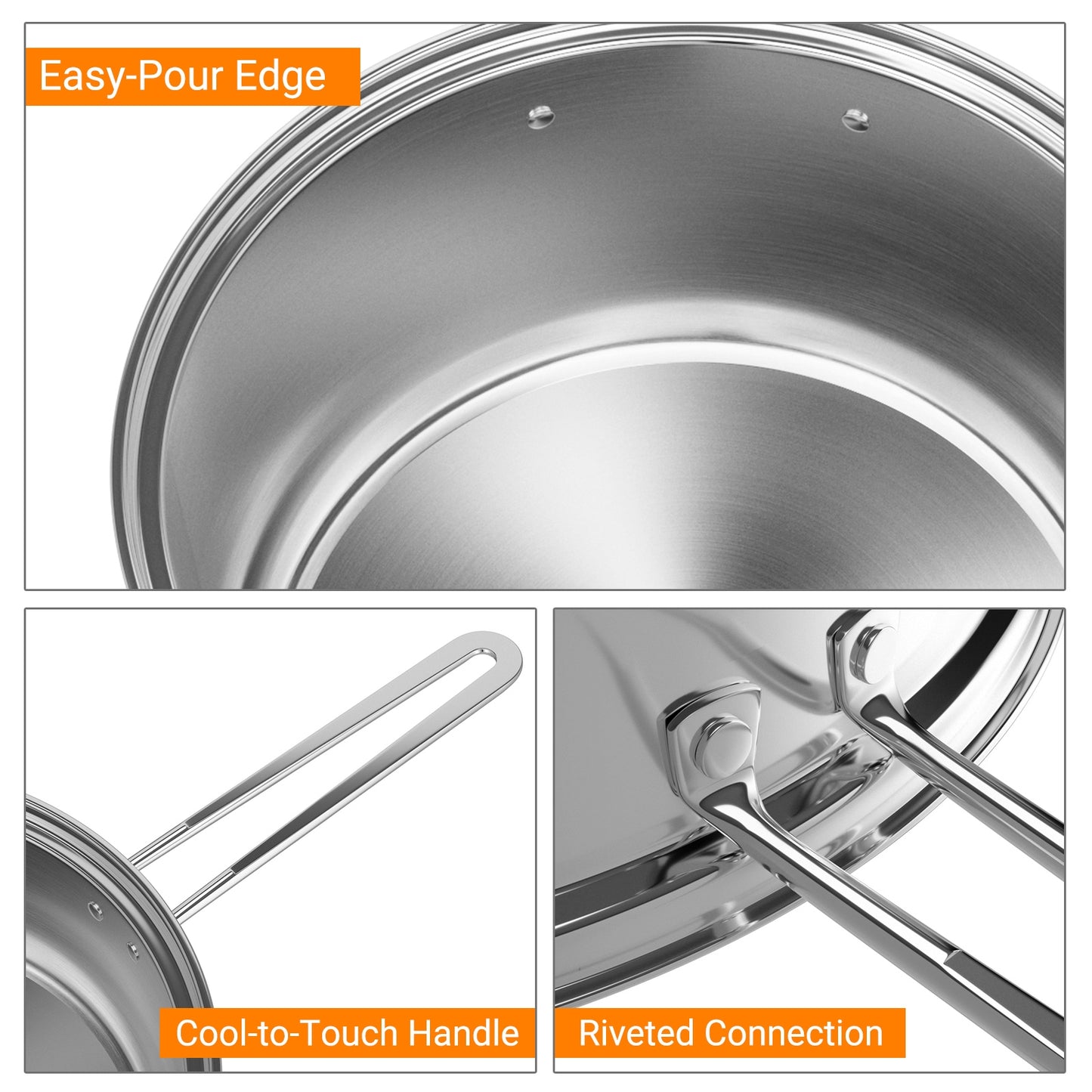 12 Piece Pots And Pans Set, Tempered Glass Lids, Silver Cookware & Bakeware at Gallery Canada