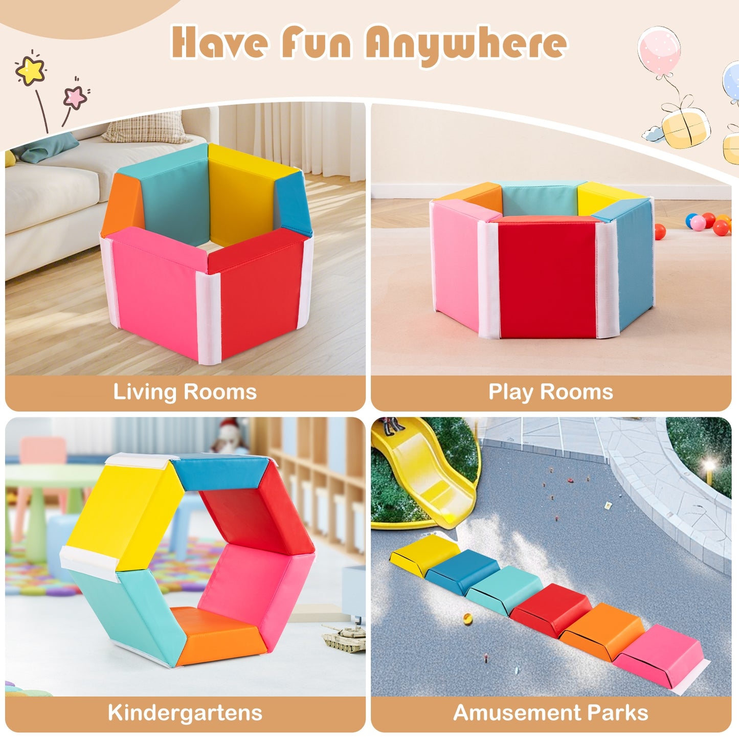 Hexagon Kids Ball Pit, Foam Climbing Exercise Mat, Multicolor Climbers & Slides at Gallery Canada