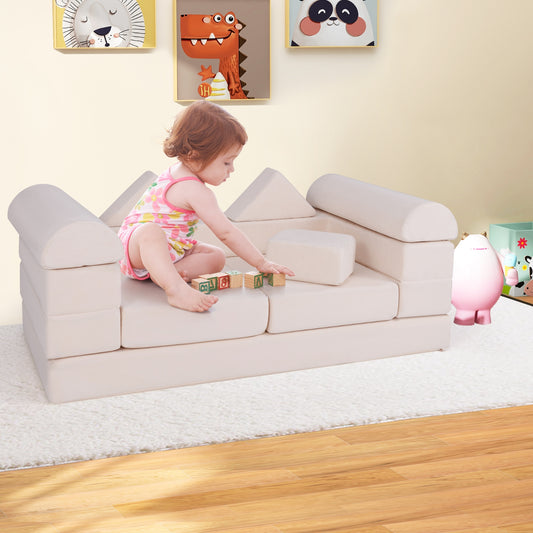 9-Piece Climb And Crawl Foam Playset, Beige Baby Gyms & Playmats Beige at Gallery Canada