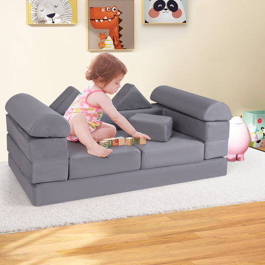 9-Piece Climb And Crawl Foam Playset, Gray Baby Gyms & Playmats Gray at Gallery Canada