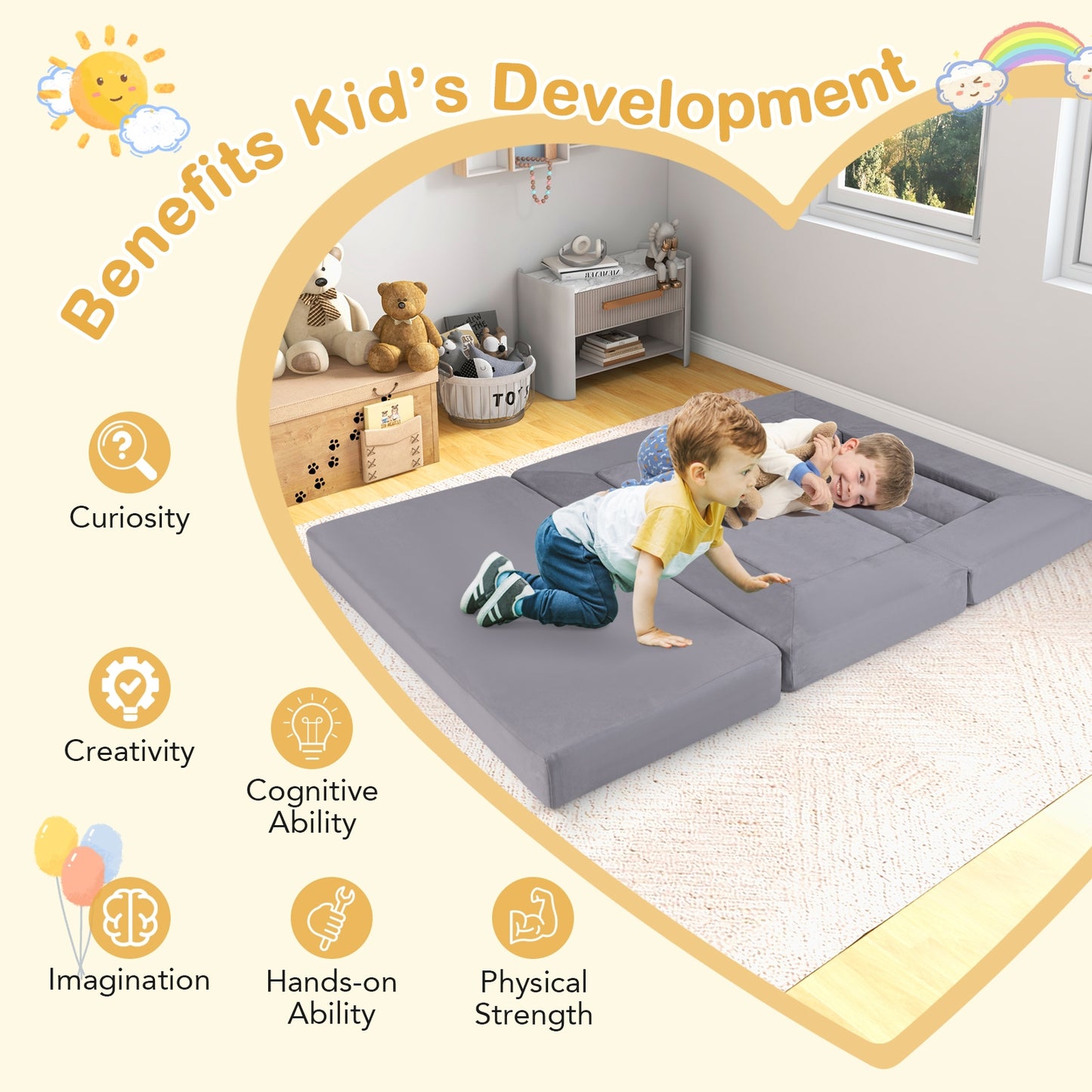9-Piece Climb And Crawl Foam Playset, Gray Baby Gyms & Playmats at Gallery Canada