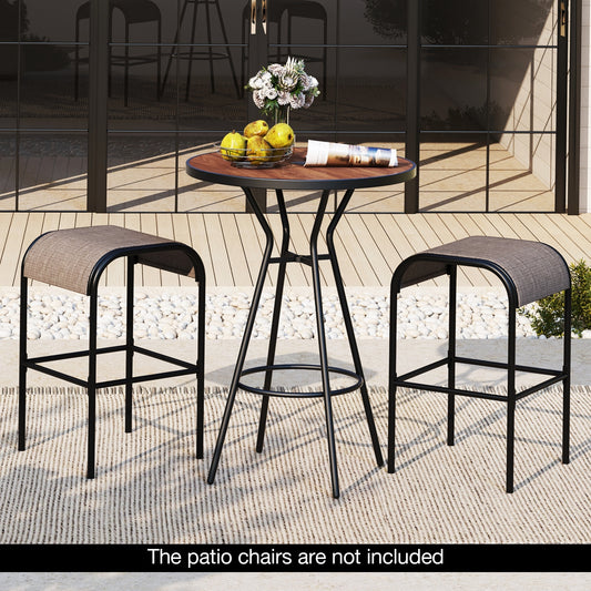 3 Pieces Outdoor Round Bar Table Set with 1.6 Inches Umbrella Hole Patio Bar Furniture Natural, Black, Coffee at Gallery Canada