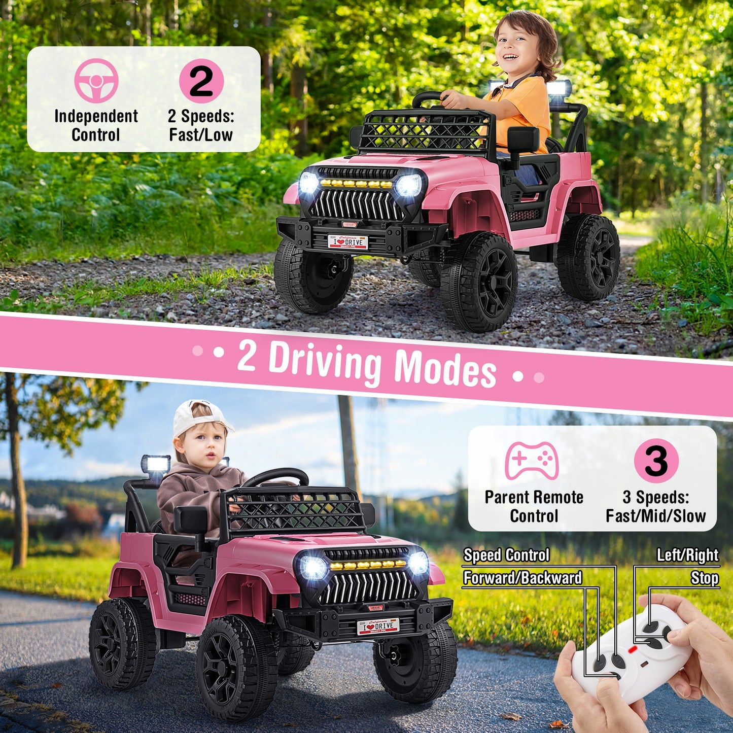 12V Kids Ride On Truck, With Remote And Music, Pink Powered Ride On Toys at Gallery Canada
