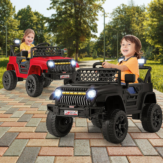 12V Kids Ride on Truck Car with Parental Remote and Music Player, Red Powered Ride On Toys Red at Gallery Canada