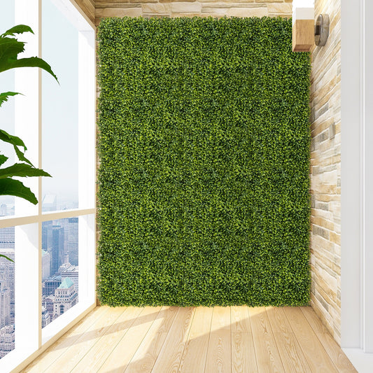 12 Pcs 20 Inch x 20 Inch Artificial Hedge Boxwood Panel, Green
