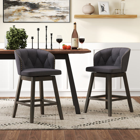 Counter Height Fabric Bar Stools, Set of 2, Gray Bar Stools Gray at Gallery Canada